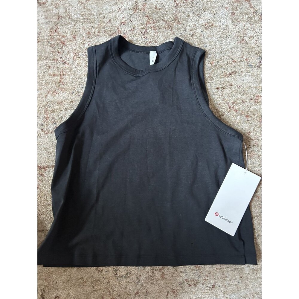 NWT Lululemon Women's Black Classic Fit Cotton Blend Tank size 4